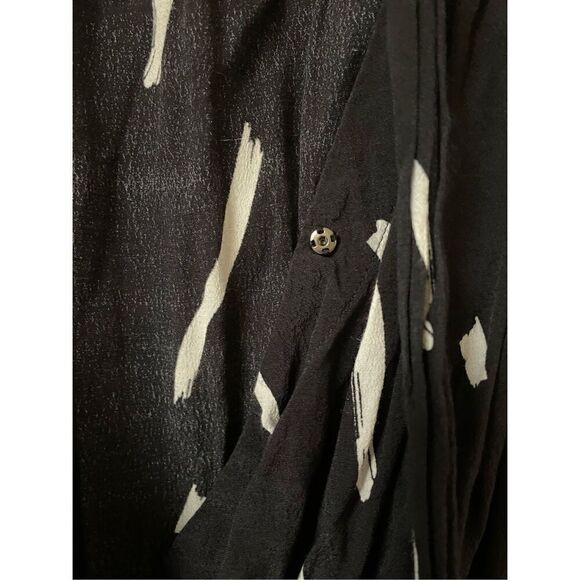 Loft Women’s Medium Black White Short Sleeve Jumpsuit Wrap Tied - Picture 4 of 6